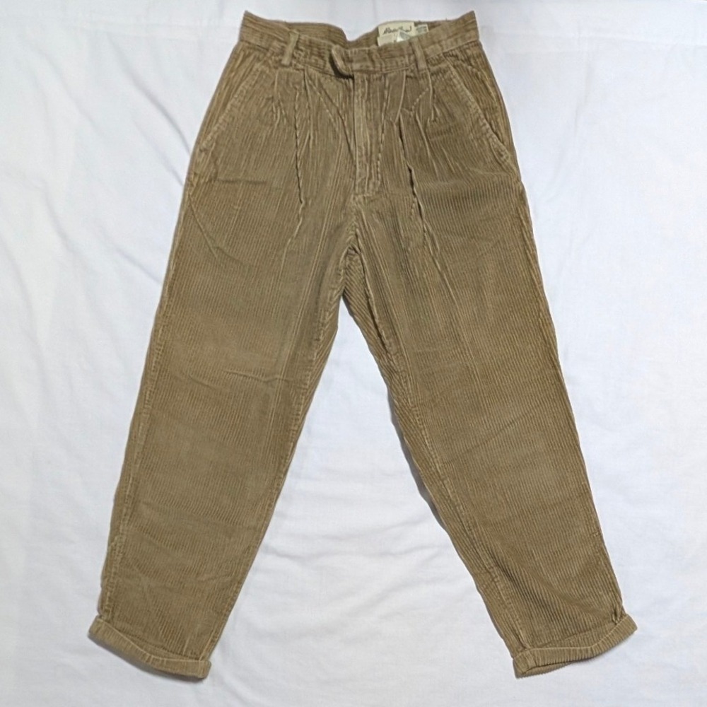 Eddie Bauer Men's Corduroy Pleated Tapered Pants Tan Khaki 32x30 Vintage Style